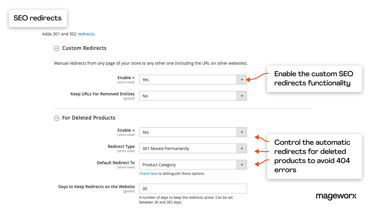 Search engine optimization of SEO redirects