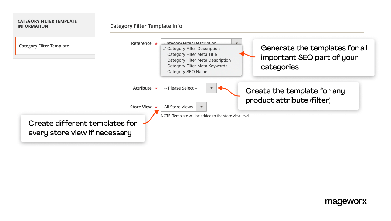SEO Magento extension allows generating templates for category pages