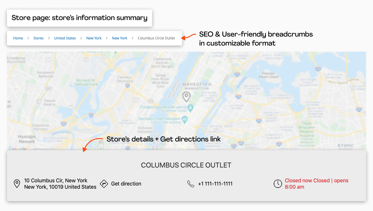 Magento 2 Store Locator extension creates store pages with SEO-optimized details