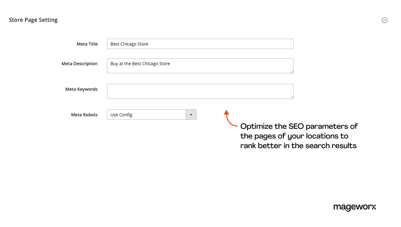 Magento store pickup SEO optimization