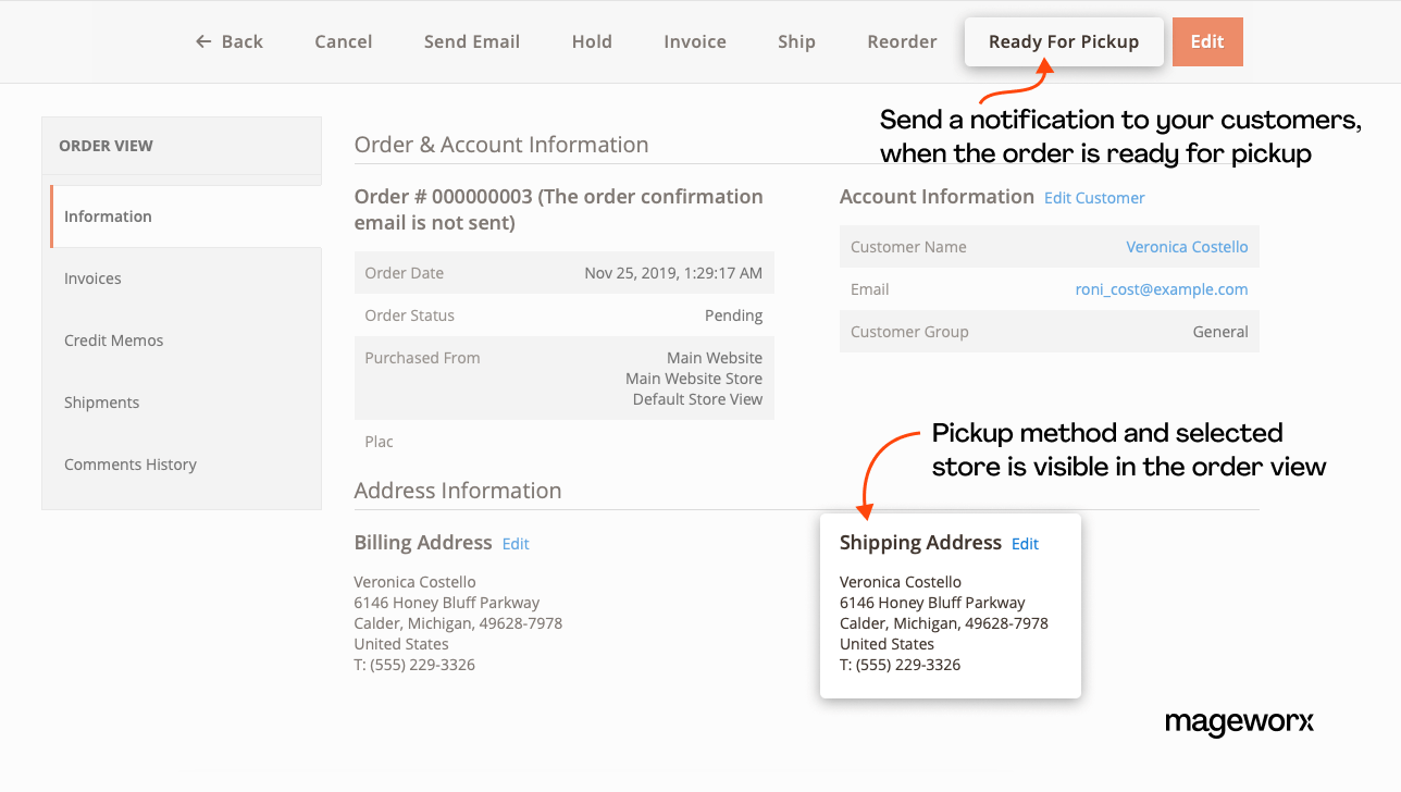 Ability to forward notifications when an order is ready for pickup