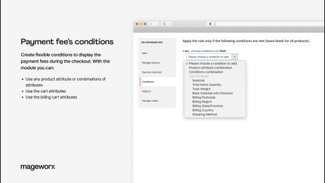 payment fee conditions in magento