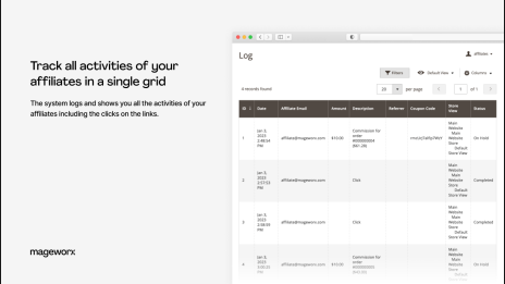magento 2 affiliate activities tracking