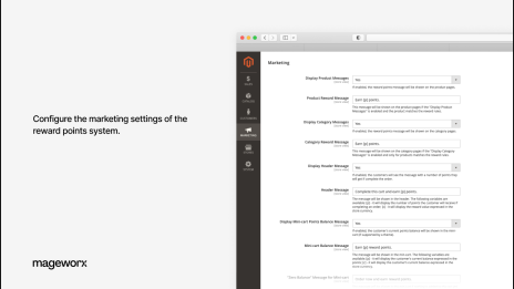 marketing settings of the magento reward points system