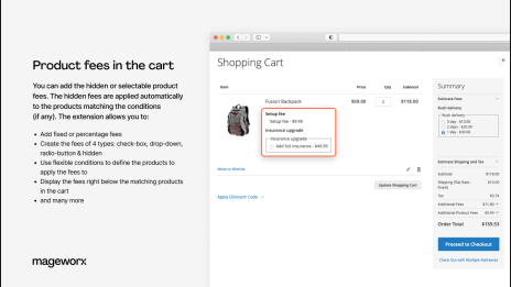product fee in the magento shopping cart