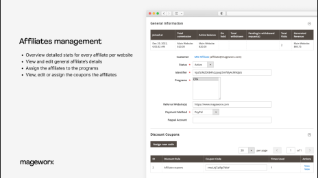 affiliates management with magento 2 affiliate extension