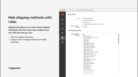 hiding magento international shipping methods with rules