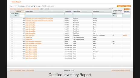 magento inventory report