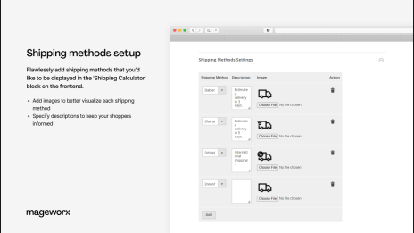 shipping methods setup by delivery cost calculator