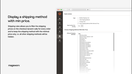 magento shipping methods with the minimum price