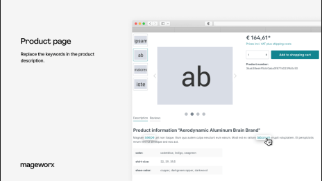 ability to replace keywords in product descriptions