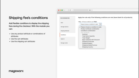 shipping fee conditions in magento