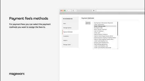 magento payment fee methods