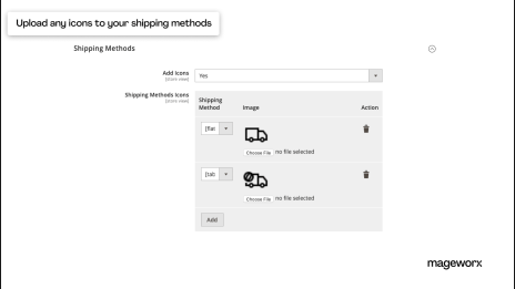 Shipping methods' icons upload for Magento 2 One Page Checkout