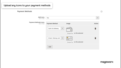 Payment methods' icons upload for Magento 2 One Page Checkout