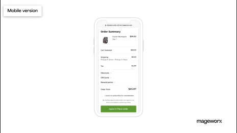 Mobile view of the Magento 2 One Page Checkout extension