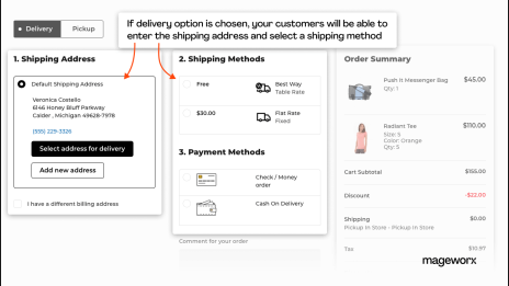 Magento one page checkout flow if delivery is selected