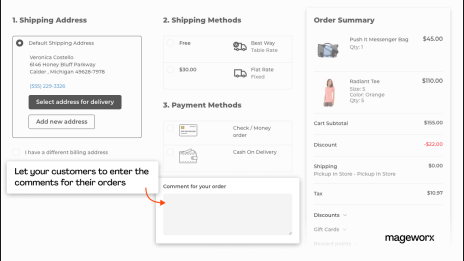 Comments field at Magento 2 one step checkout