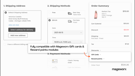 Magento One Step Checkout extension compatibility with Mageworx Gift Cards and Reward Points modules