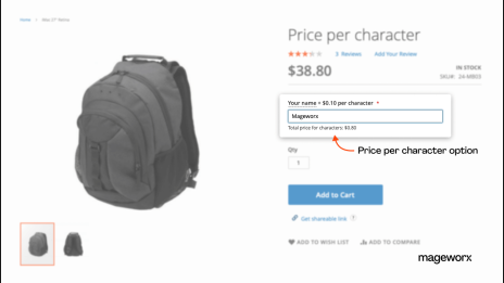 Price per character option with Advanced Product Options