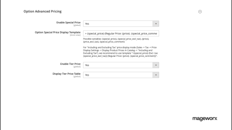 Advanced option pricing in Magento