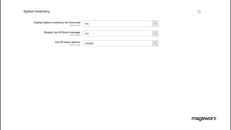 Product option inventory configuration 