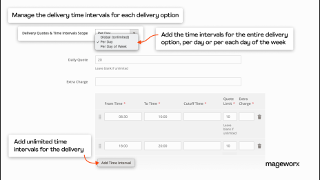 Mageworx Delivery Date: delivery time intervals management