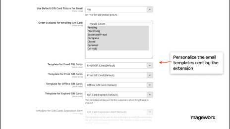Gift Card extension for Magento 2 - email templates personalization