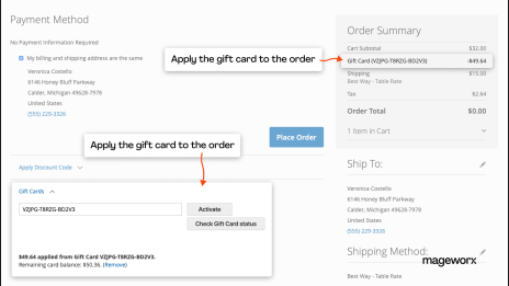 Multi-store gift card application at the checkout