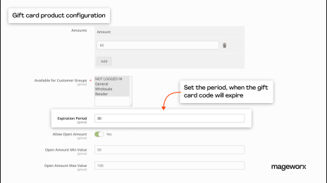 Expiration period for Magento gift cards