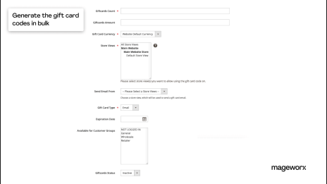 Magento gift card codes generation in bulk