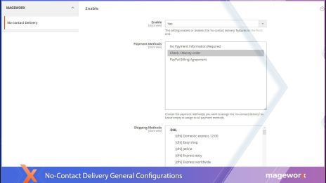 Magento 2 No-Contact Delivery extension: general configurations