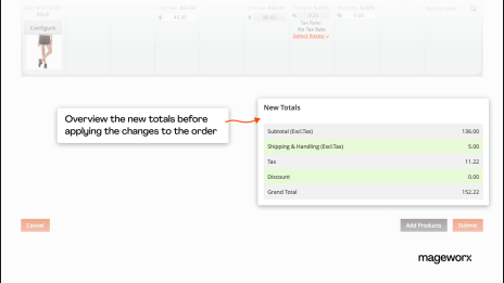 New total preview after order editing