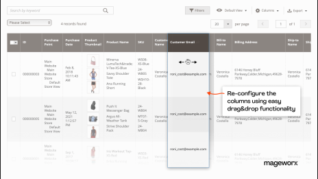 Drag-and-drop functionality to re-configure the Magento 2 orders grid
