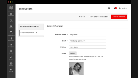 general information configurations of the magento events management extension