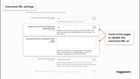 SEO toolkit: canonical URL settings