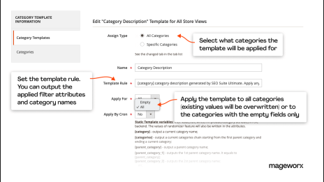 Templates for category page description: search engine optimization plugin