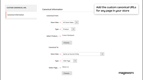 Ability to add custom canonical URLs to any Magento page