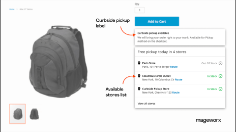 Magento store pickup functionality on product pages
