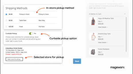 Curbside pickup option toggle at the checkout - Magento 2 Store Locator