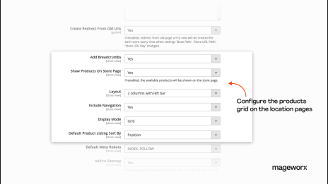 Magento 2 store locator products grid configuration for location pages