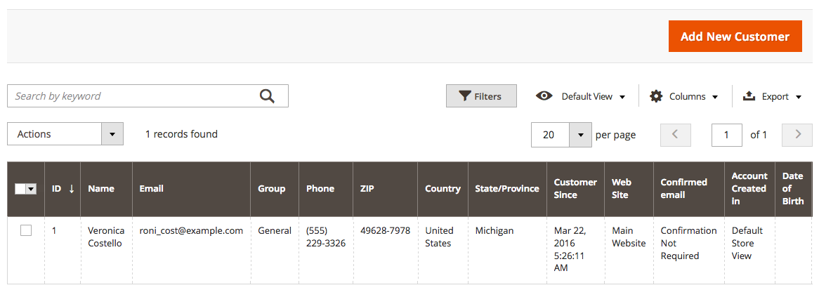 Magento 2 Customers