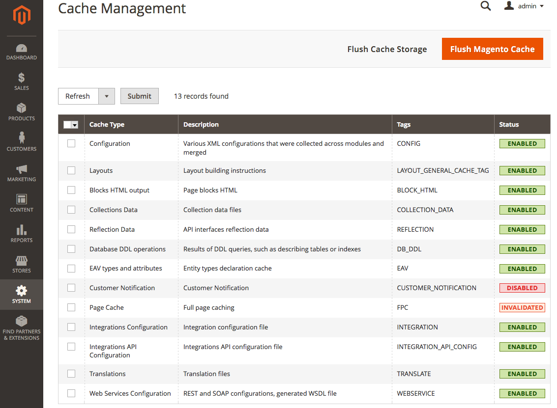 Magento 2 cache types