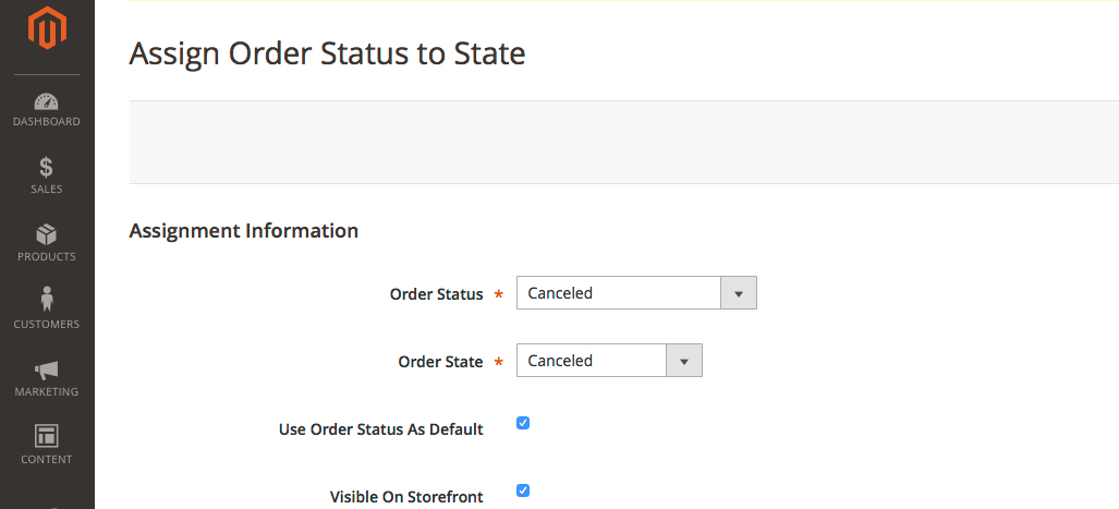 assign Magento 2 order status