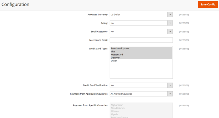 Magento 2 Authorize.net comfig