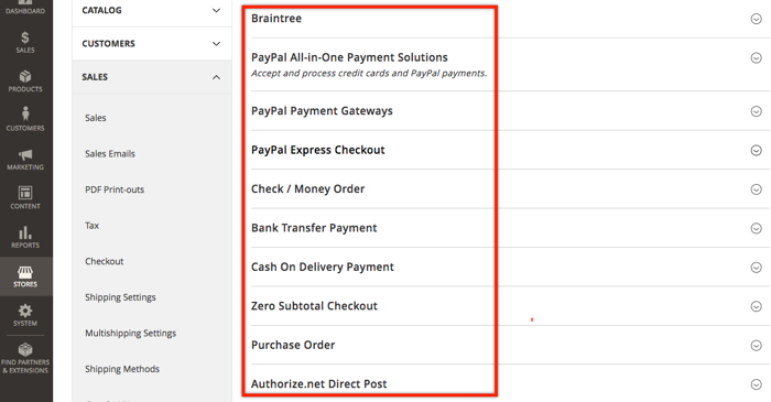 Magento payment metods details