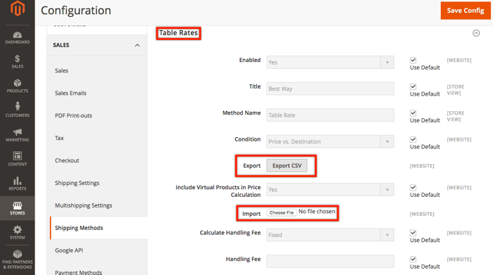 Magento shipping rates