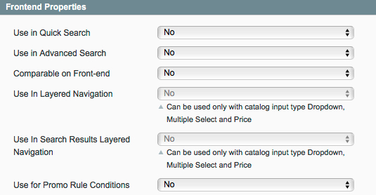 Magento front end properties