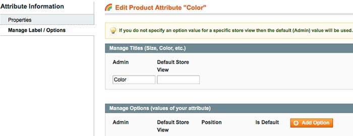 Manage label options in Magento