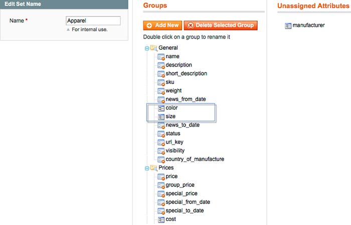 Magento product configuration